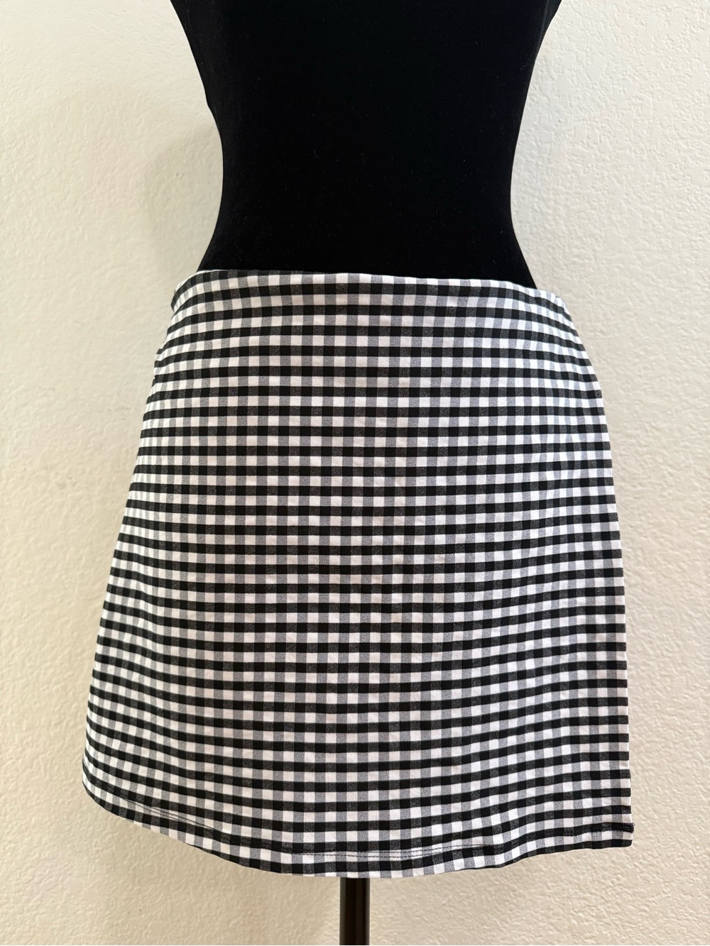 Ellen Tracy Black and White Gingham Mini Skirt